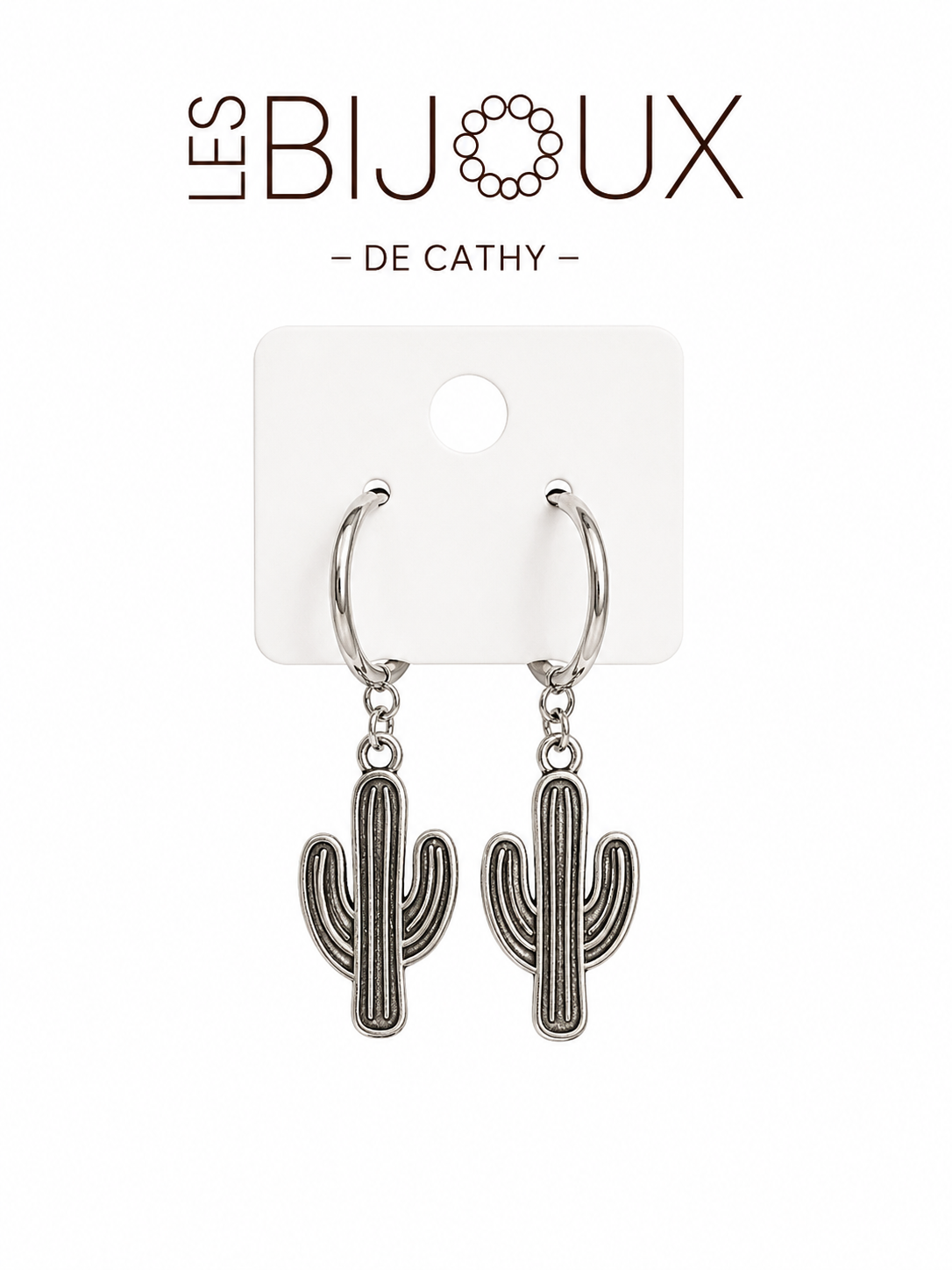 Boucles d’oreilles, argent, cactus, collection Country