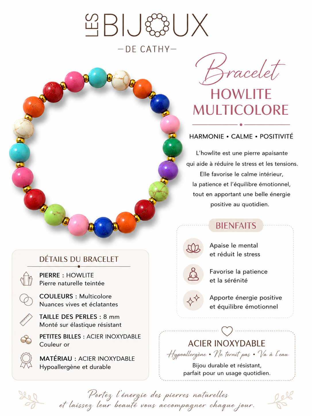 Bracelet de bille en véritable pierre