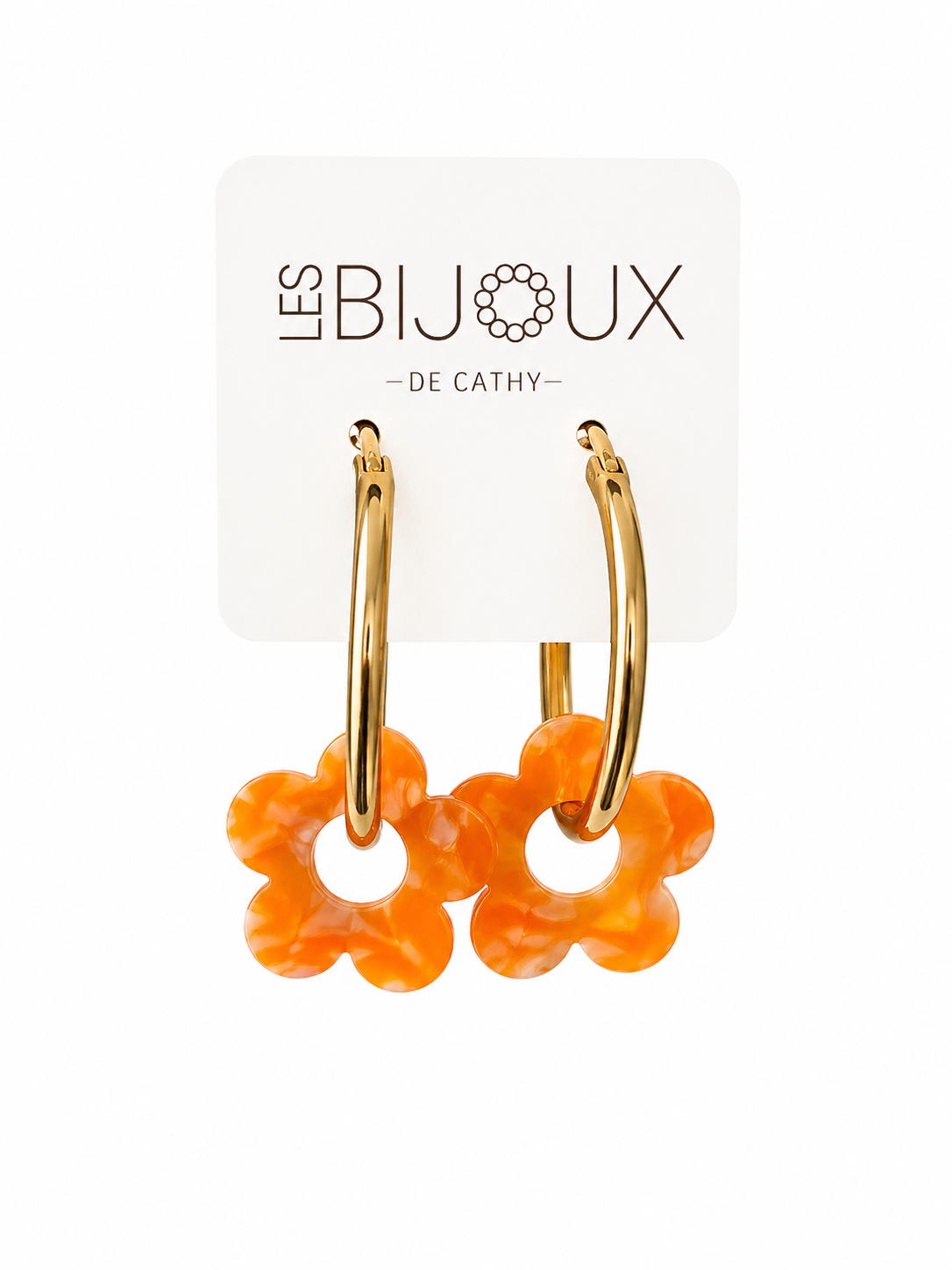 Boucle d’oreille or avec fleurs 2 cm