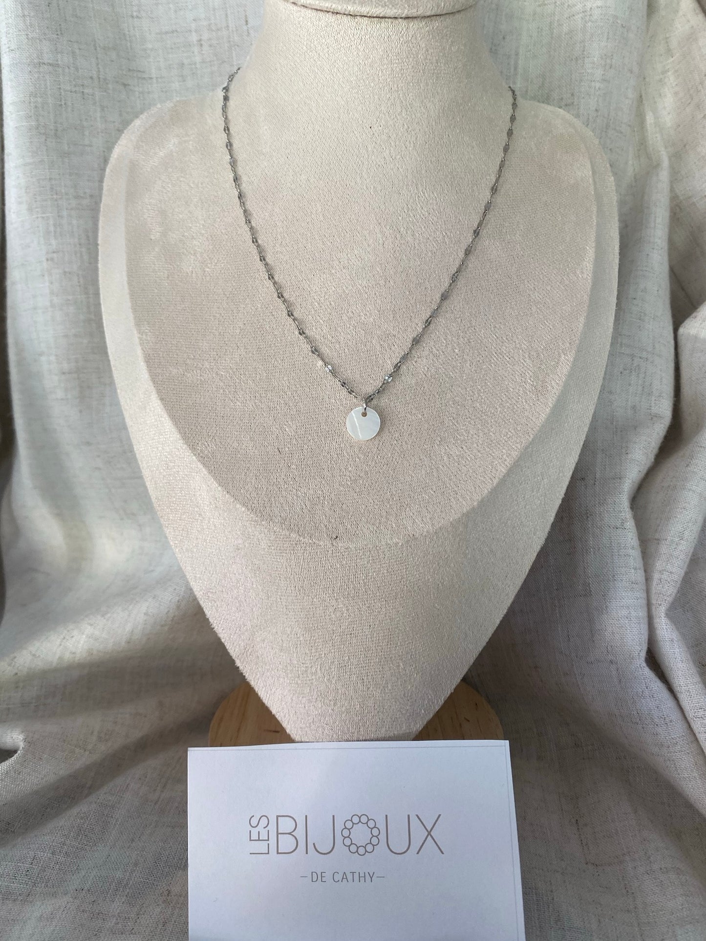 CHAINE ADÈLE ARGENT ROND BLANC