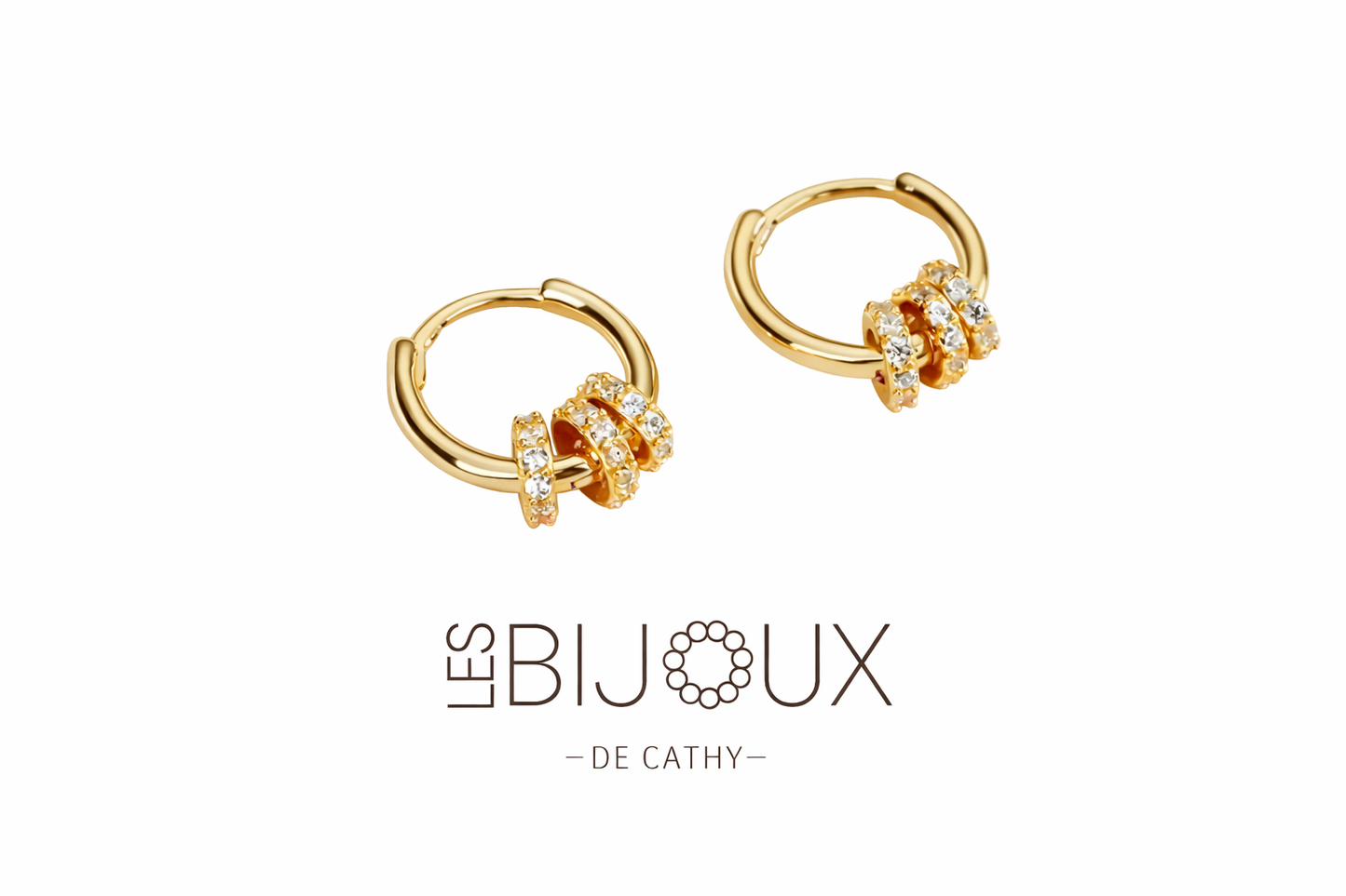 Boucles d’oreilles dormeuses avec petites anneaux brillantes