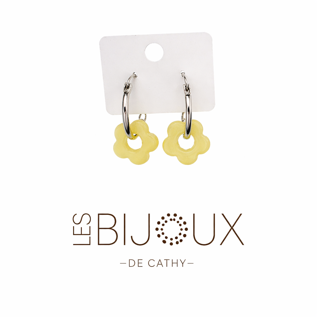 Boucles d’oreilles argent 1CM avec fleurs