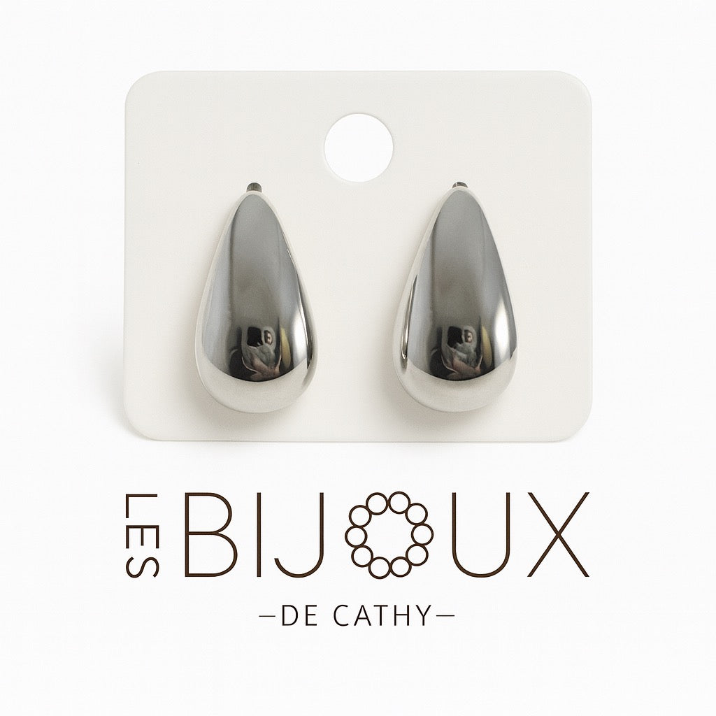 BOUCLES D’OREILLES GOUTTES ARGENT