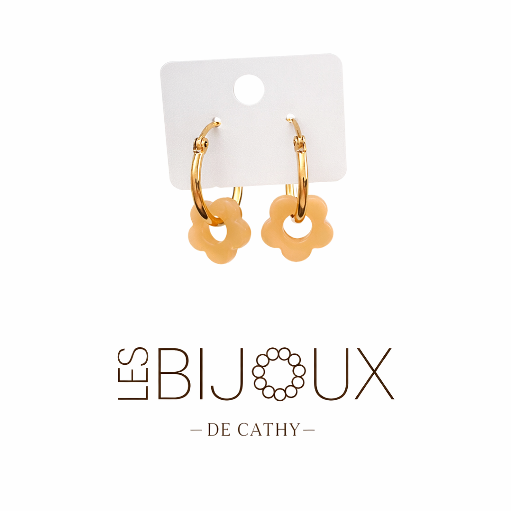 Boucles d’oreilles or 1.8 cm avec Fleurs