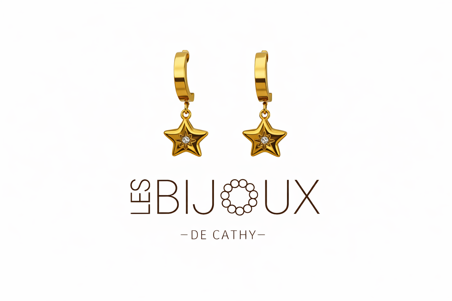 Boucles d’oreilles or dormeuses avec étoiles