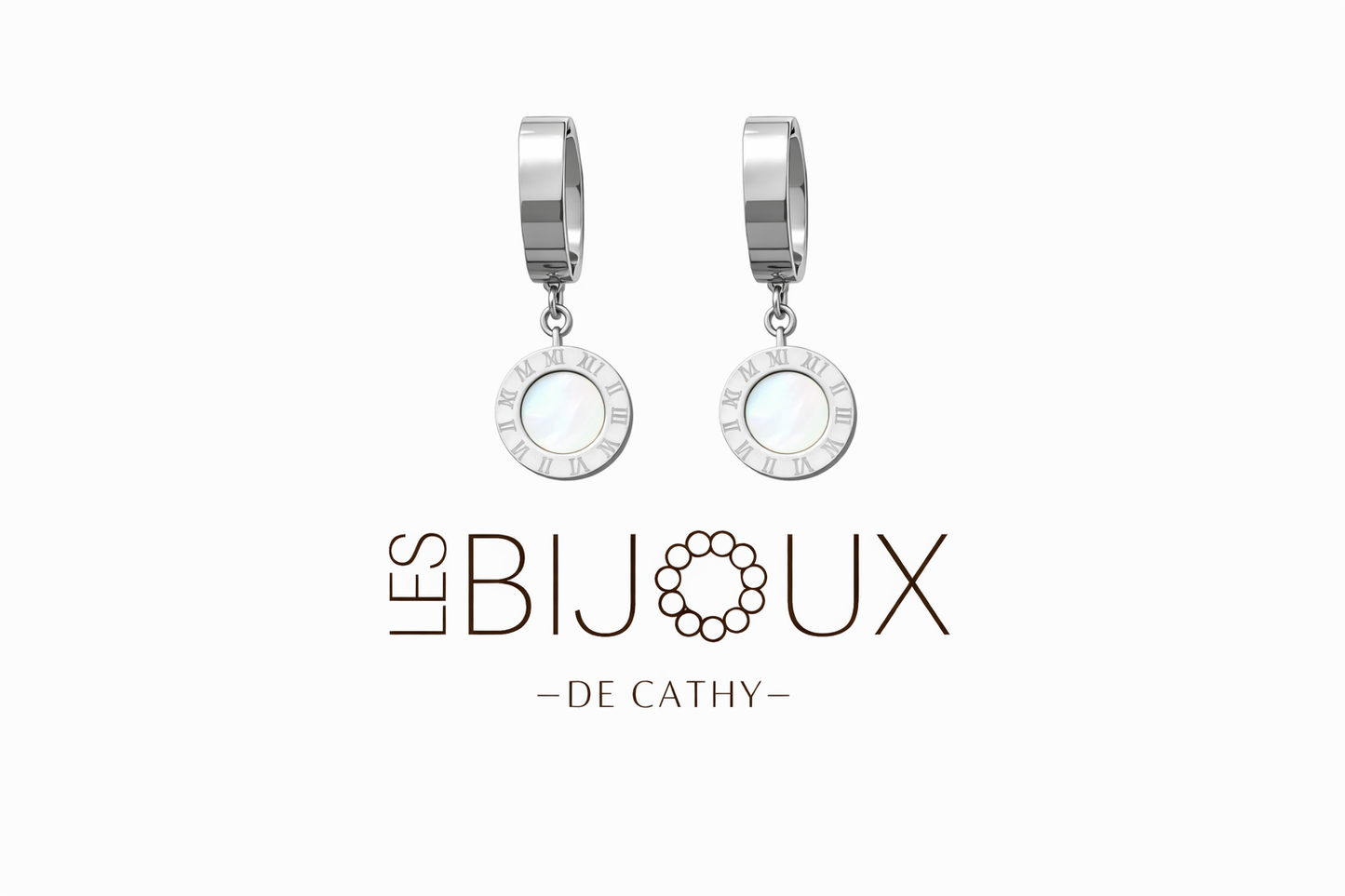 Boucles d’oreilles argent dormeuses avec cercle blanc