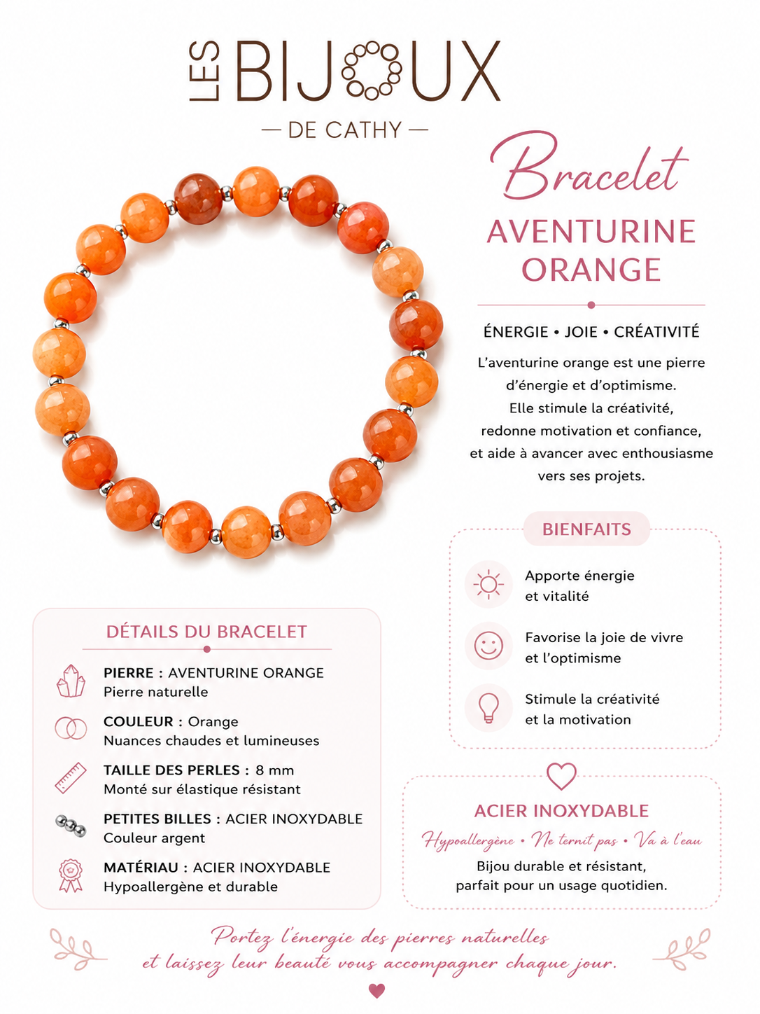 Bracelet de billes en véritable pierre