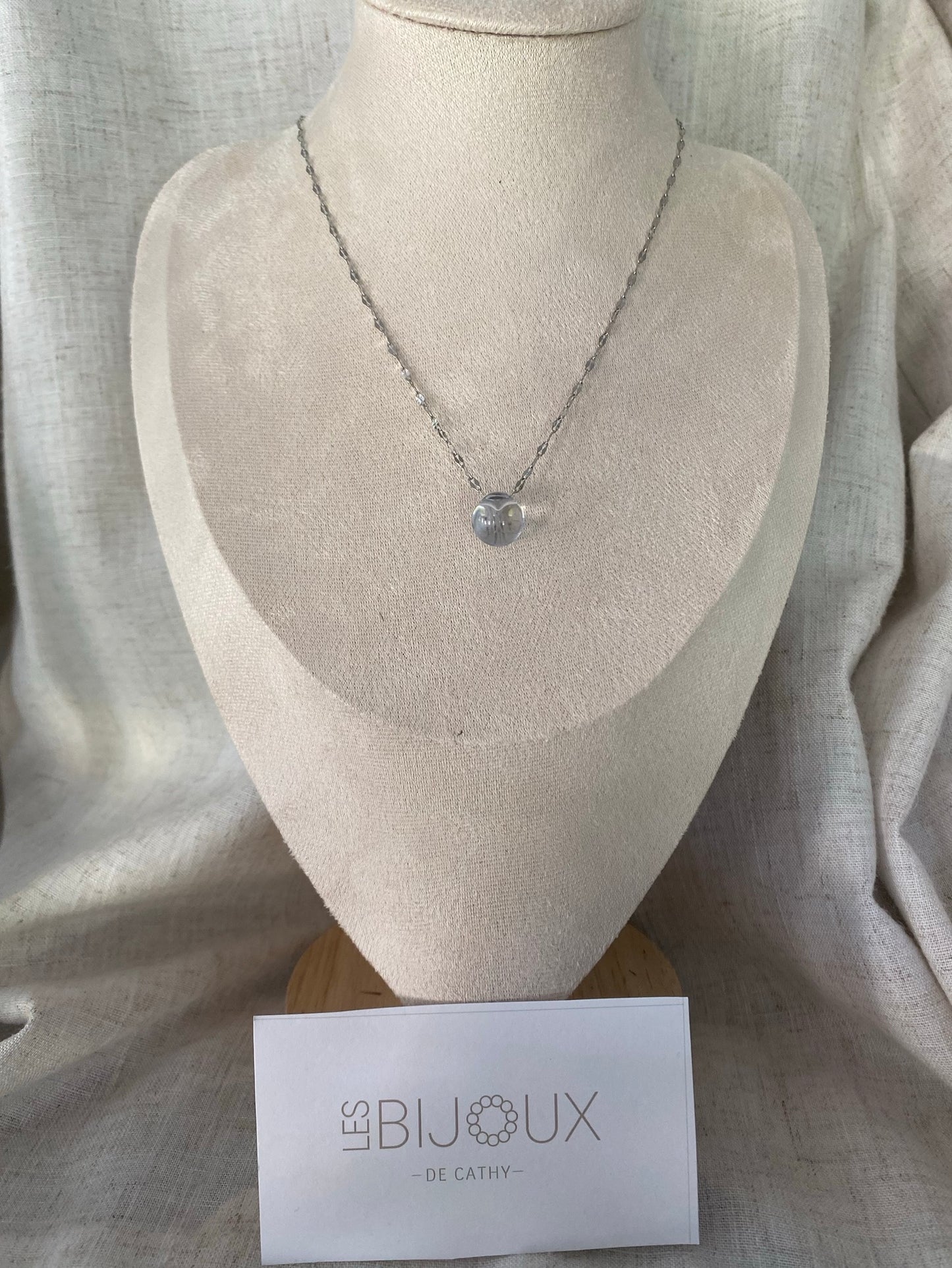 CHAINE ADÈLE ARGENT BILLE BLEU