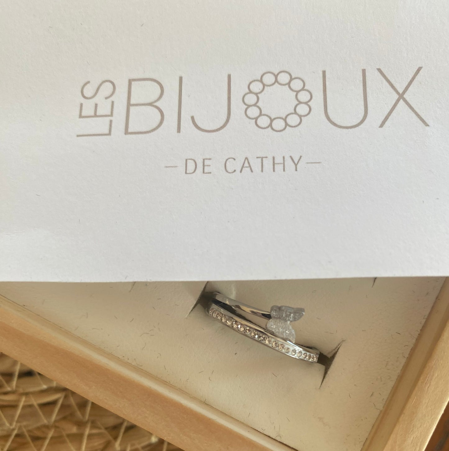 Bague argent papillon et zircon