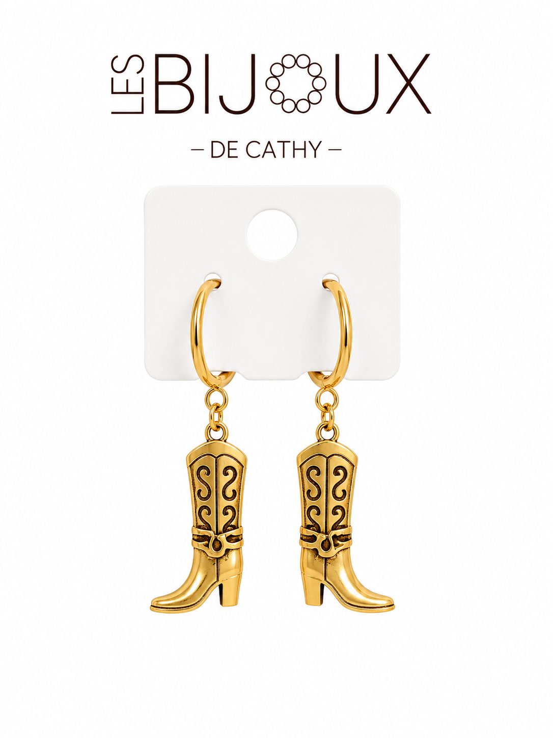 Boucles d’oreilles, or bottes de Cowboy, collection Country