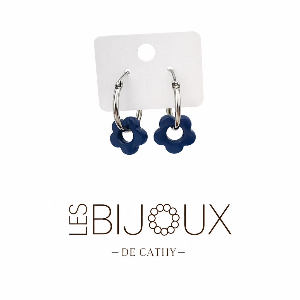 Boucles d’oreilles argent 1 cm avec fleurs