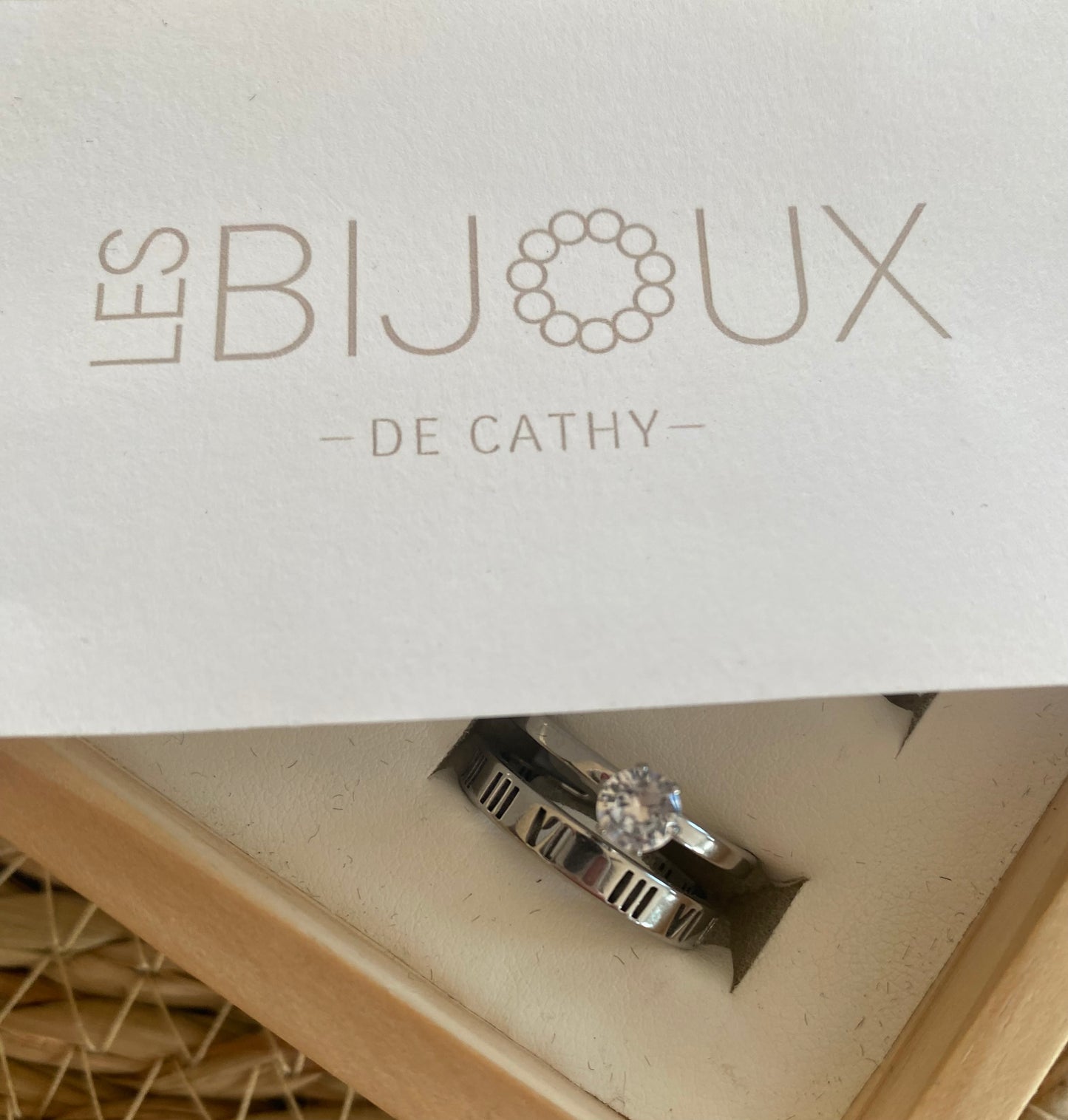 Bague argent double avec chiffres romain et zircon