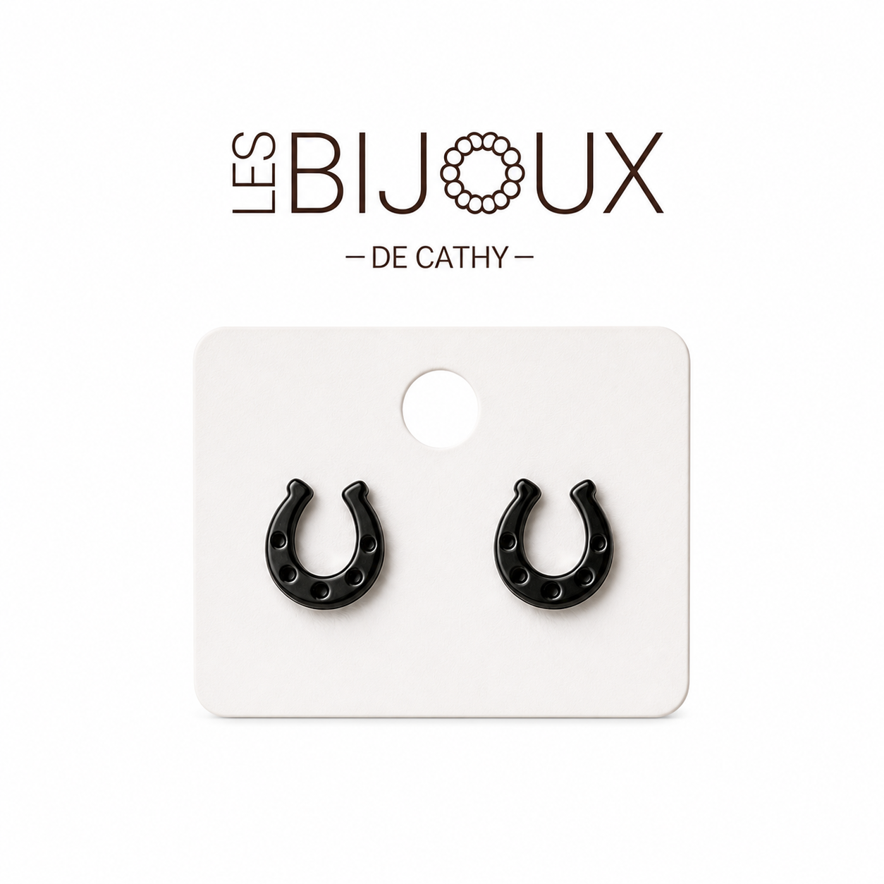 Boucles d’oreilles, fixe noires fer à cheval collection country