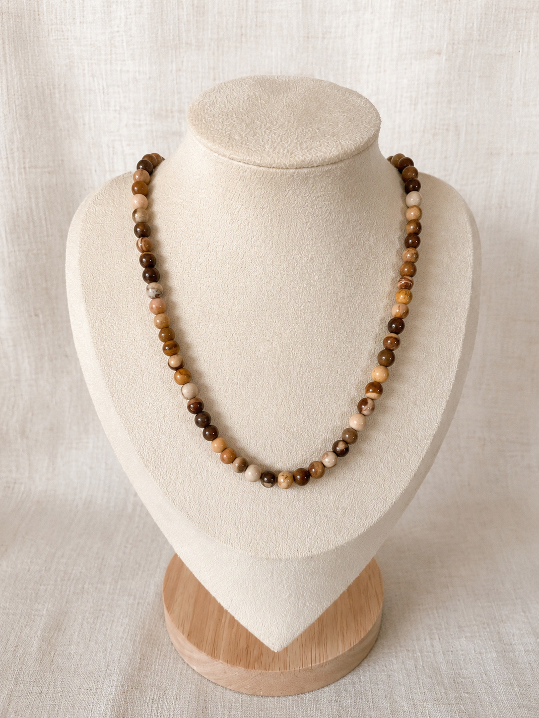Collier de billes ajustable collection Laurie pierre œil du Tigre