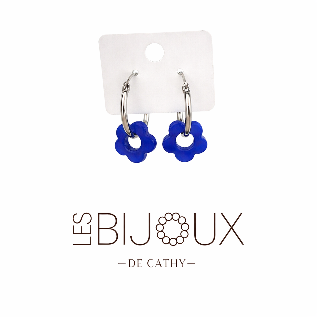 Boucles d’oreilles argent 1CM avec fleurs