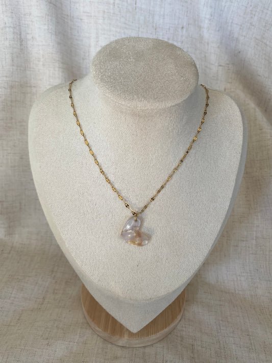 Chaine Adèle or avec coeur rosée