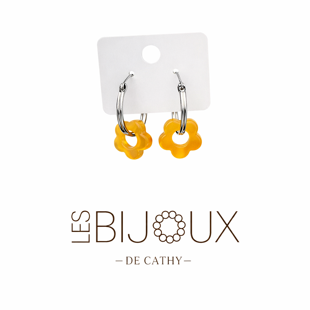 Boucles d’oreilles argent 1 cm avec Fleurs