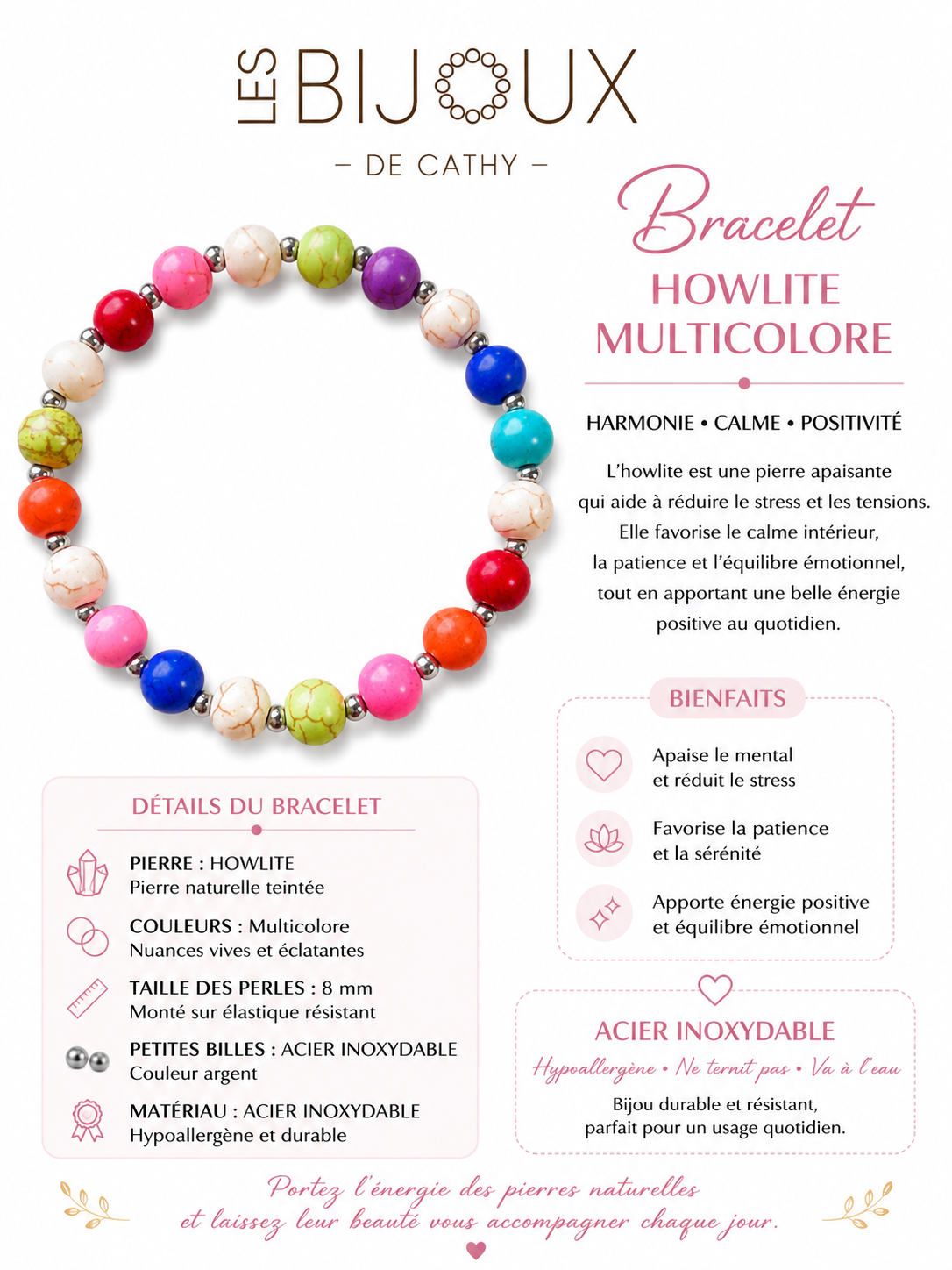 Bracelet de billes en véritable pierre