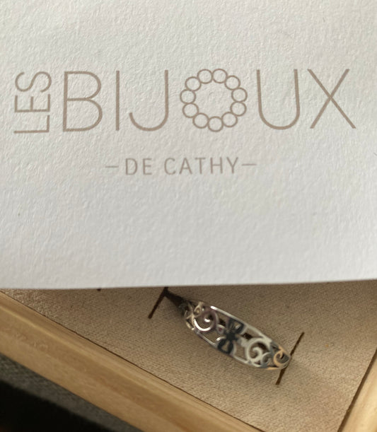 Bague argent petite mosaïque fleur
