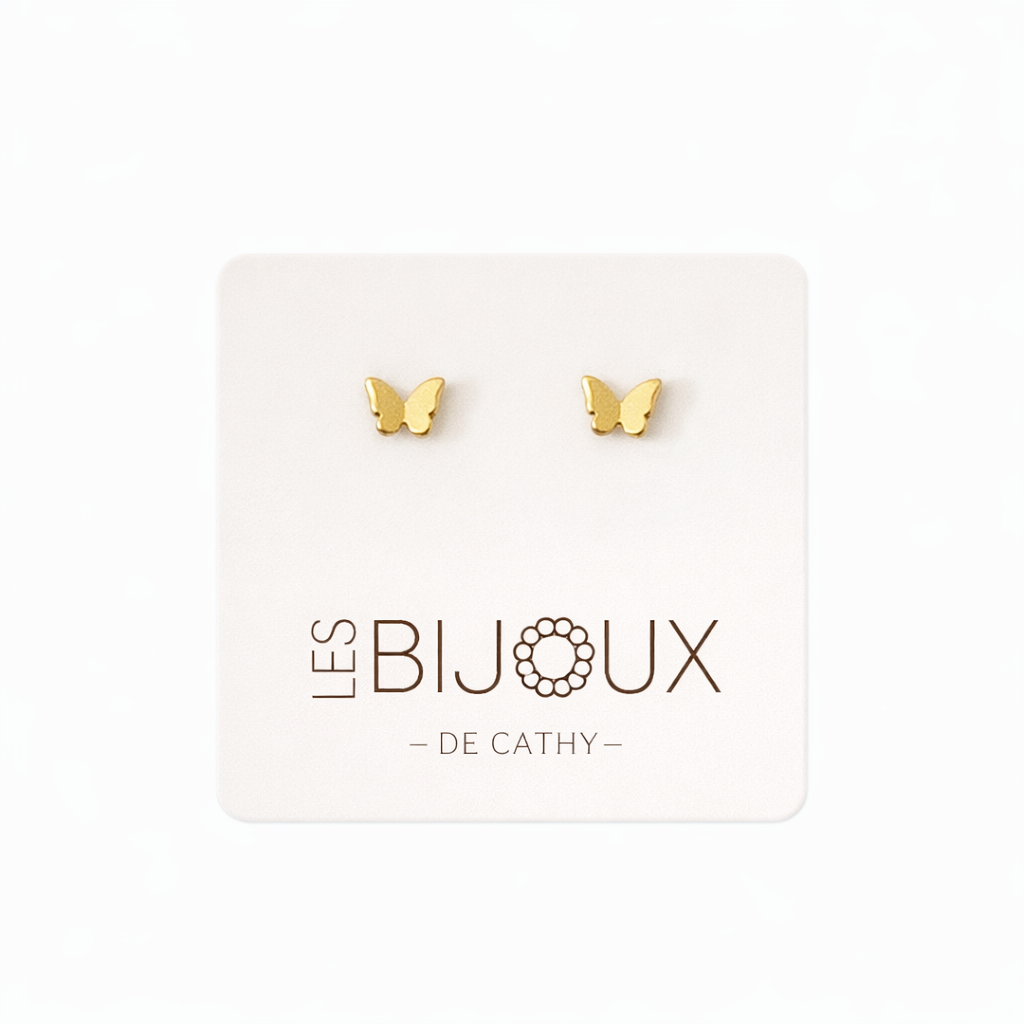 Boucles d’oreilles papillon or 4 mm