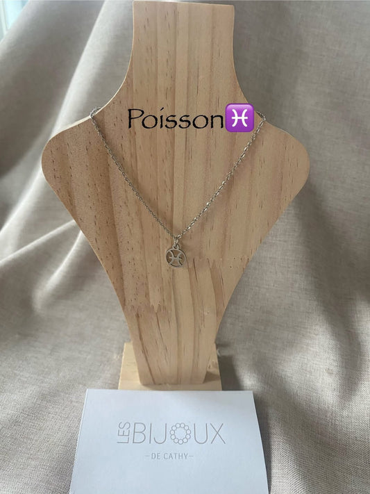 Chaîne argent, signe, poisson