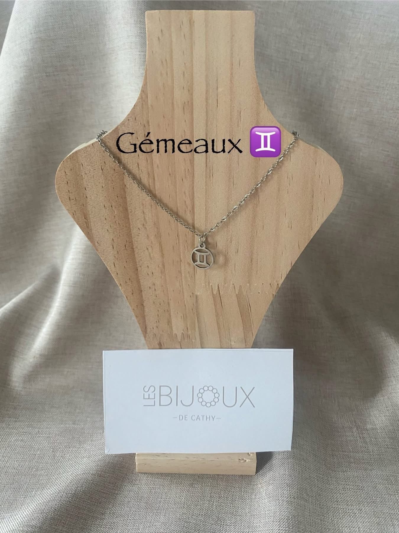 Chaîne argent avec signe, astrologique, gémeaux