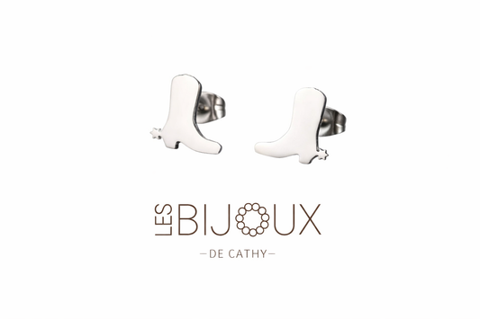 Boucles d’oreilles argent fixes bottes de cowboy collection country