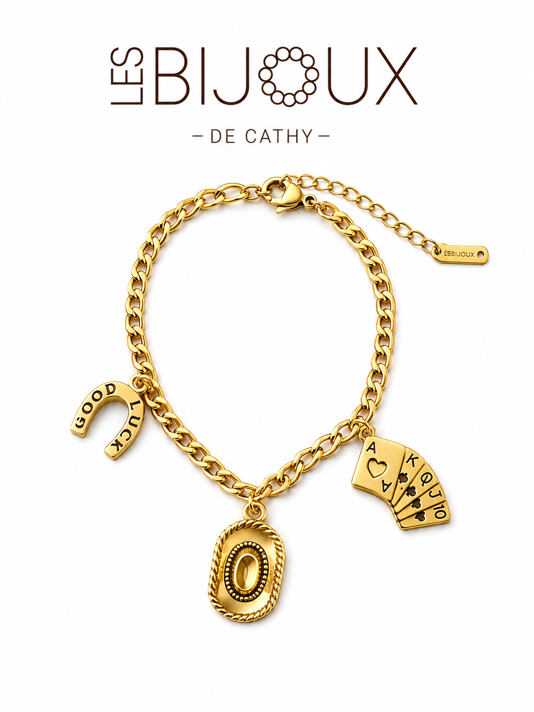 Bracelet or à 3 breloques collection country