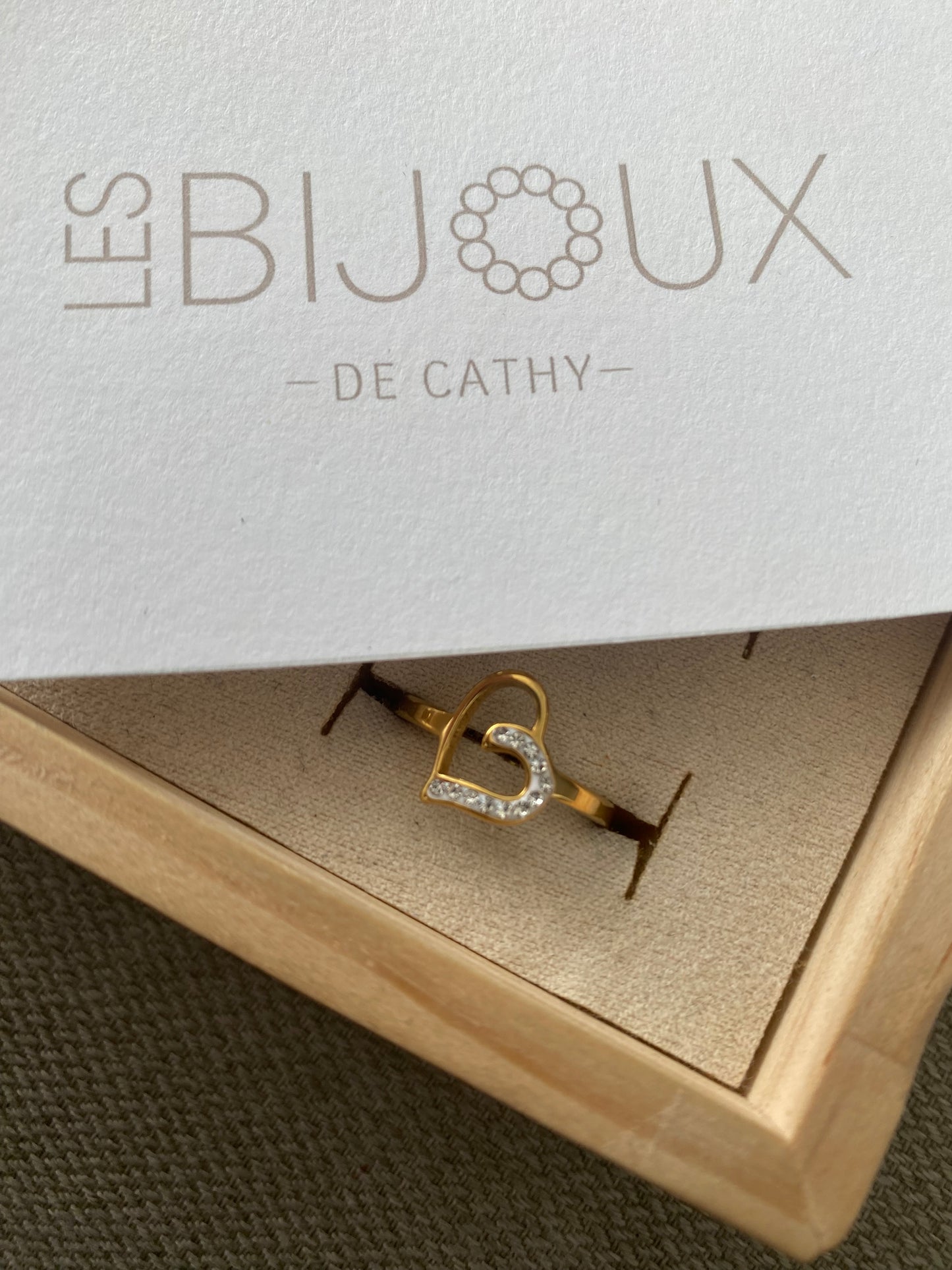 Bague or coeur zircon