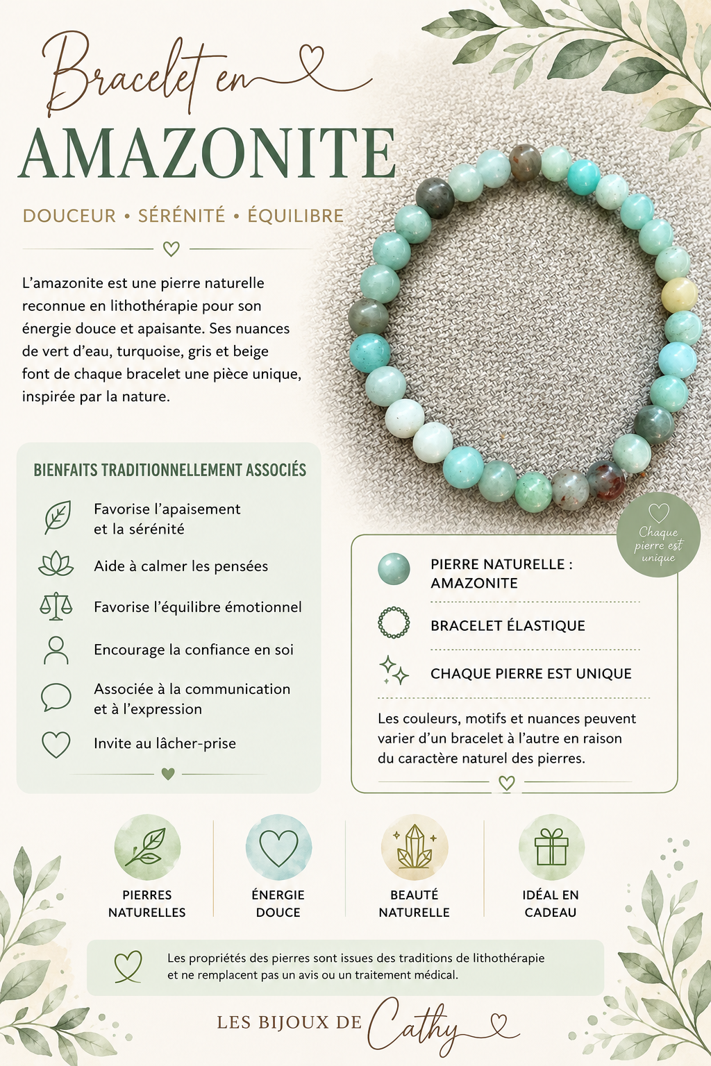 Bracelet de billes en pierres naturelles