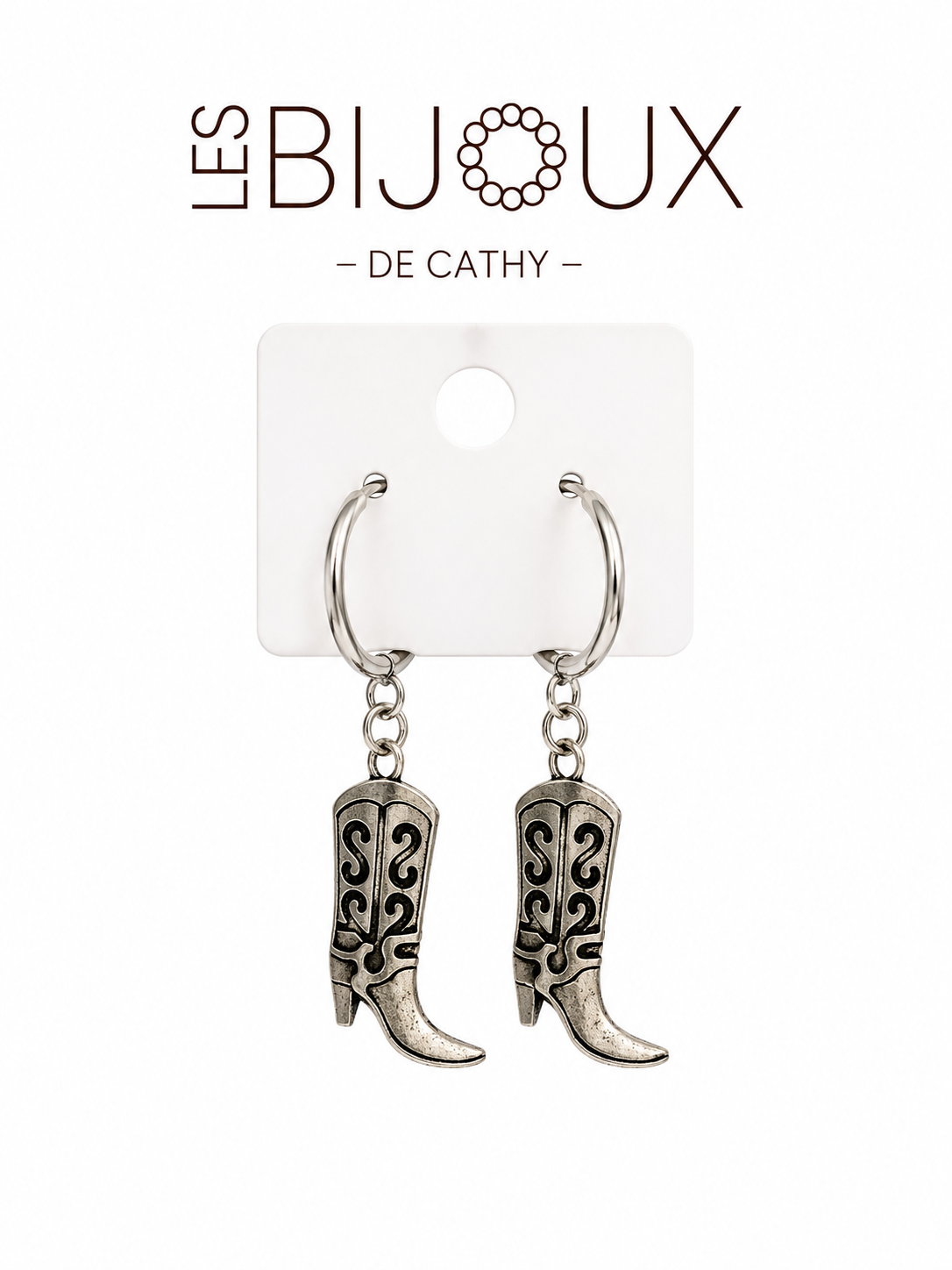 Boucles d’oreilles, argent, bottes de Caboy, collection Country