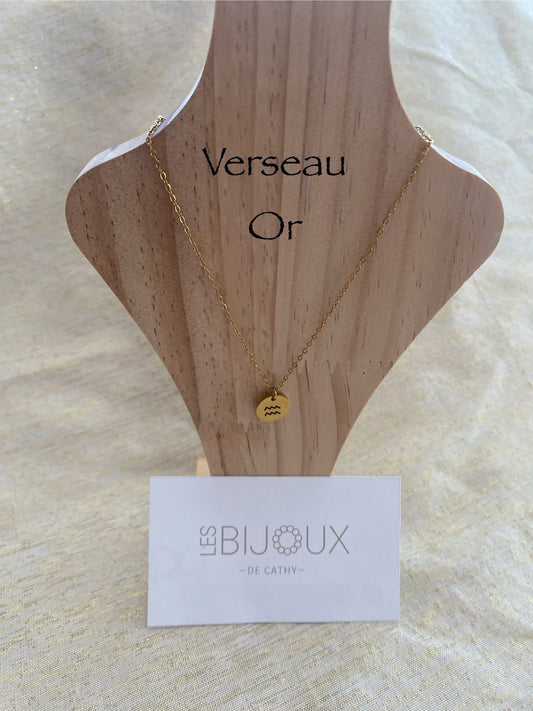 Chaîne or avec le signe astrologique verseau