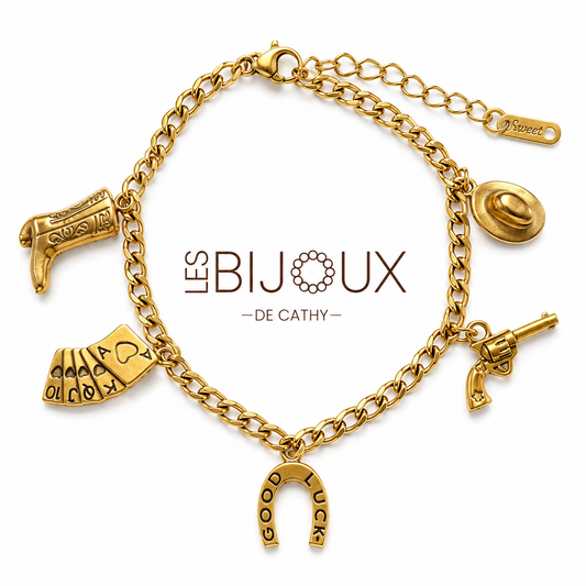 Bracelet or à 5 breloques collection country
