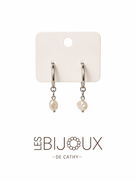 Anneaux dormeuses argent avec perles