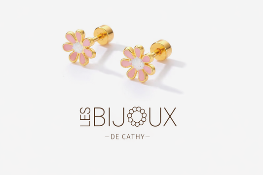 Boucles d’oreille fleur rose