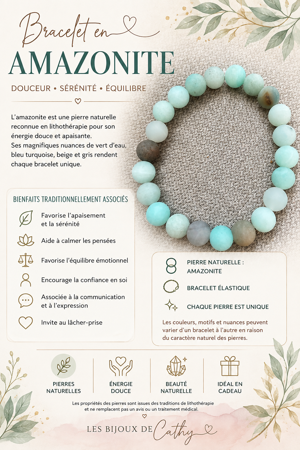 Bracelets de billes en pierres naturelles