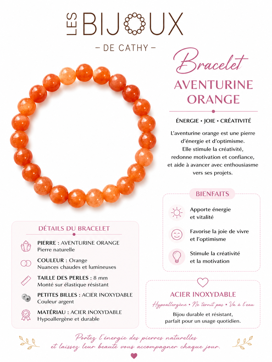 Bracelet de billes en véritable pierre