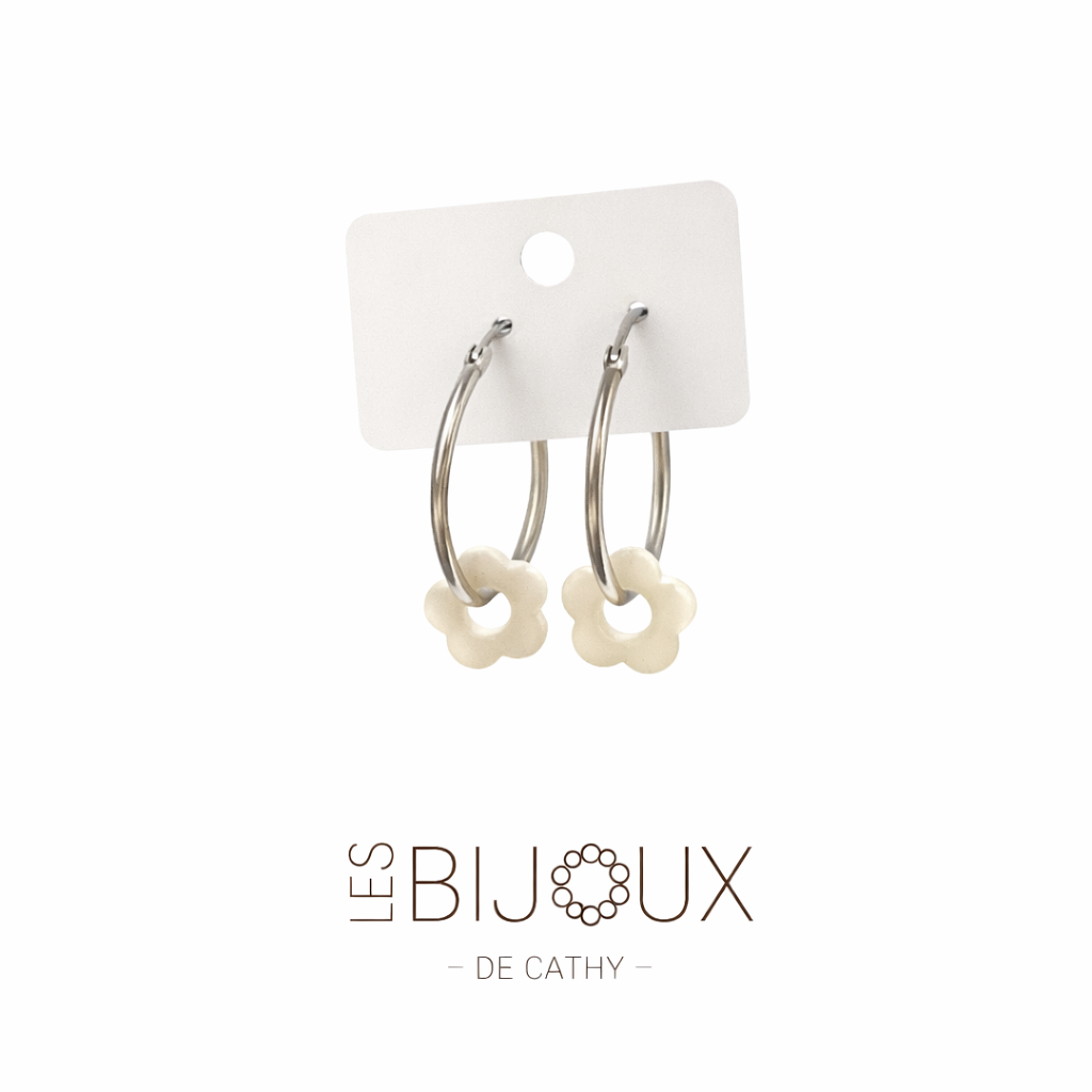 Boucles d’oreilles argent 3 cm avec fleurs