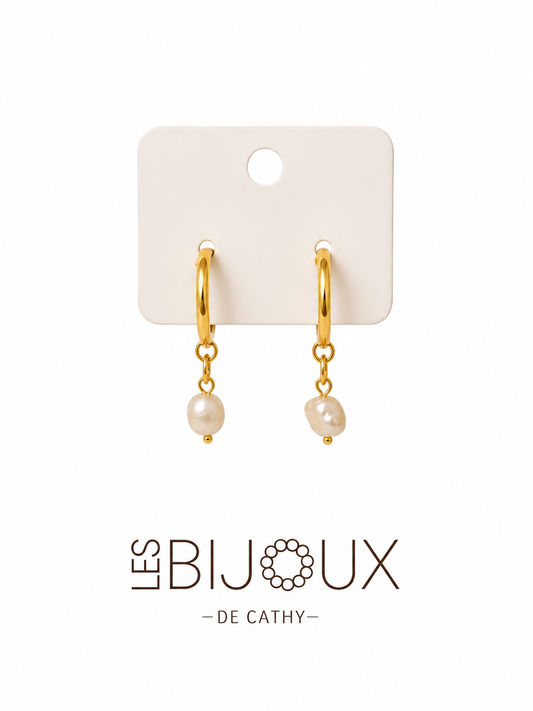 Anneaux dormeuses or avec perles