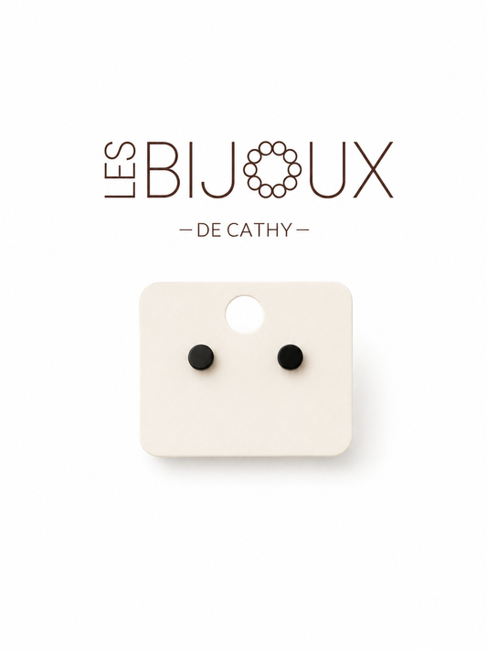 Boucles d’oreilles noir rond