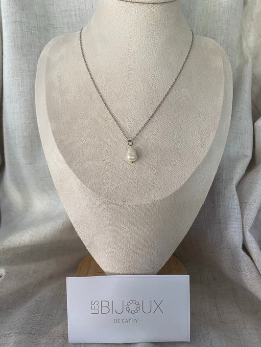 CHAINE EMMA ARGENT PERLE D’EAU DOUCE
