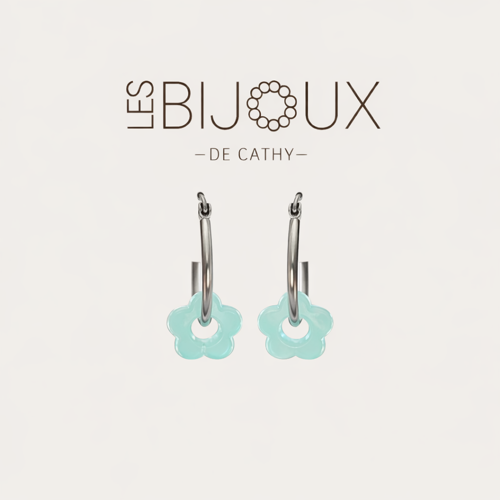 Boucles d’oreilles argent avec fleurs 1.8 cm