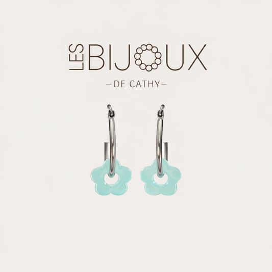 Boucles d’oreilles argent avec fleurs 1.8 cm