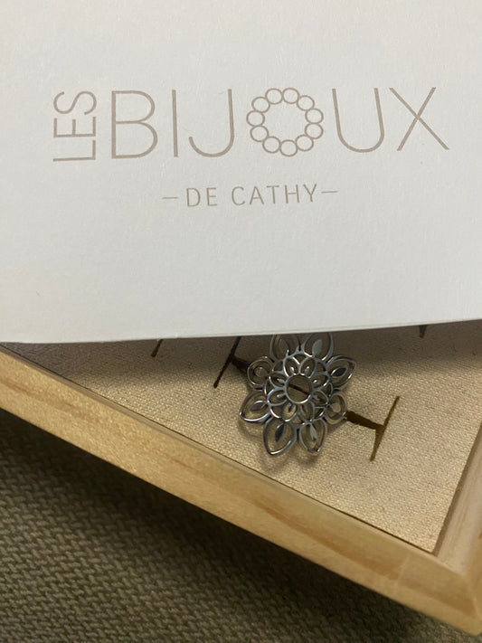 Bague argent fleur