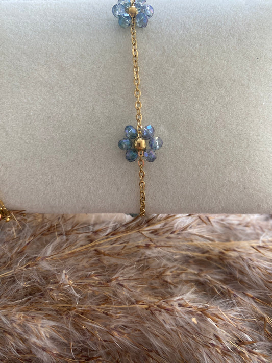 Bracelet Clara or Bleu ardoise