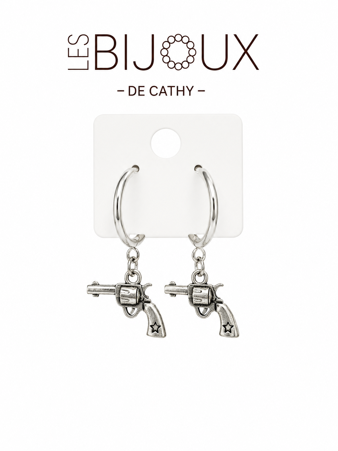 Boucles d’oreilles argent, fusil, collection Country