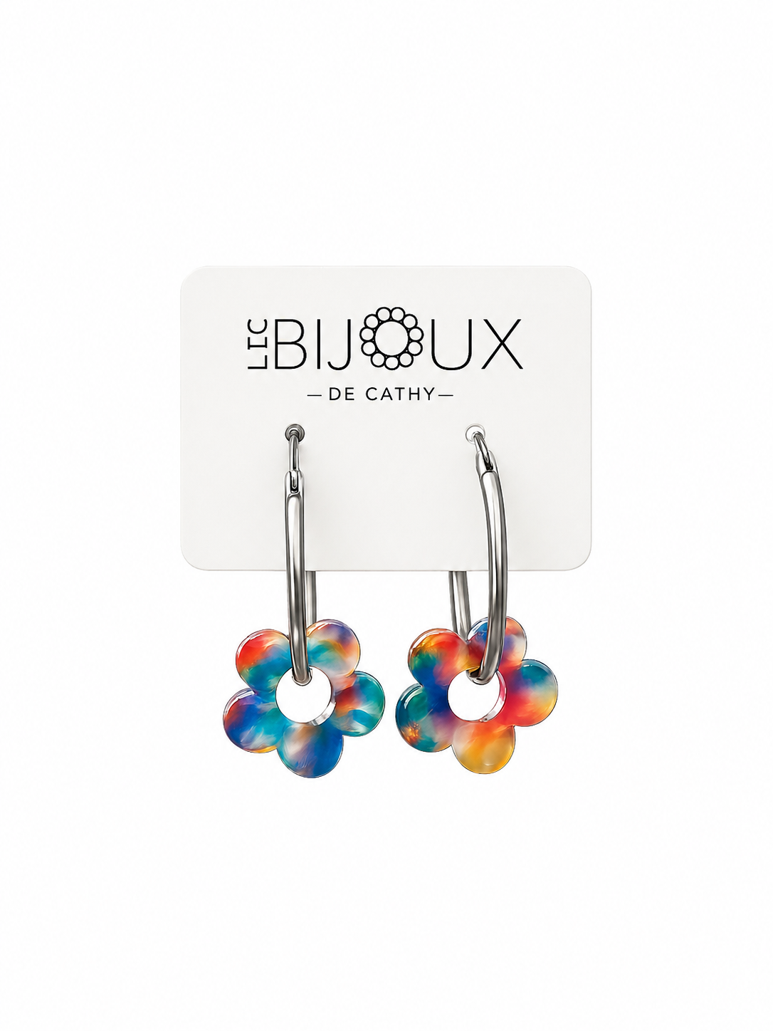 Boucles d’oreille, argent avec fleurs