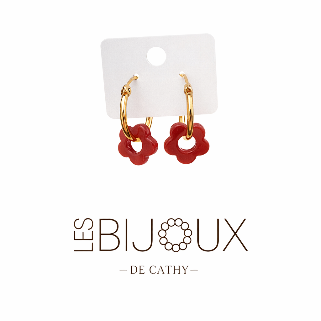Boucles d’oreilles or 1CM avec fleurs