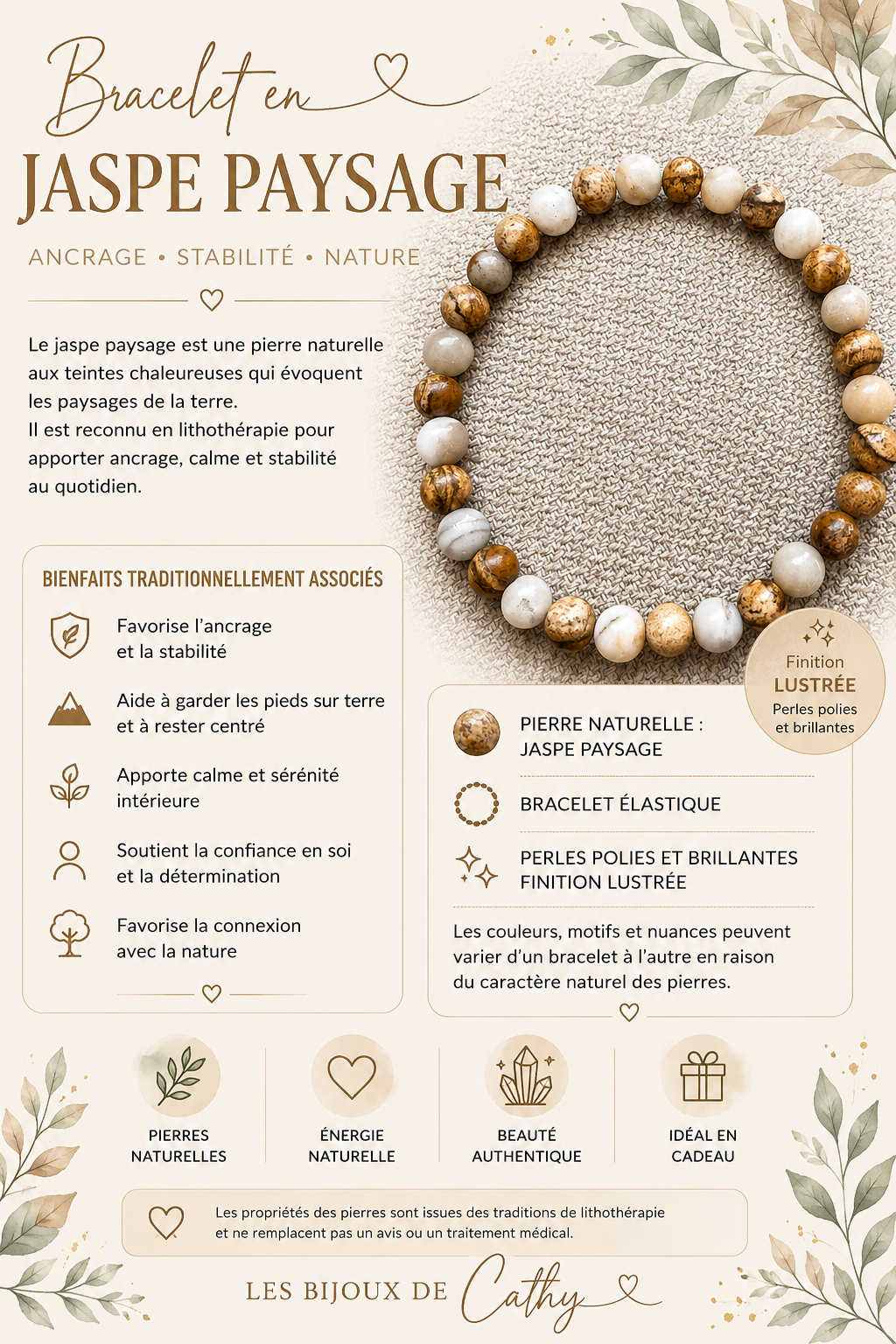 Bracelet de billes en pierres naturelles