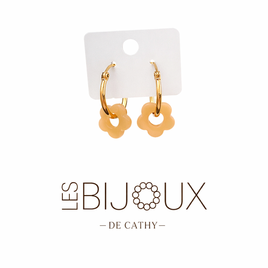 Boucles d’oreilles or 1.8 cm avec Fleurs